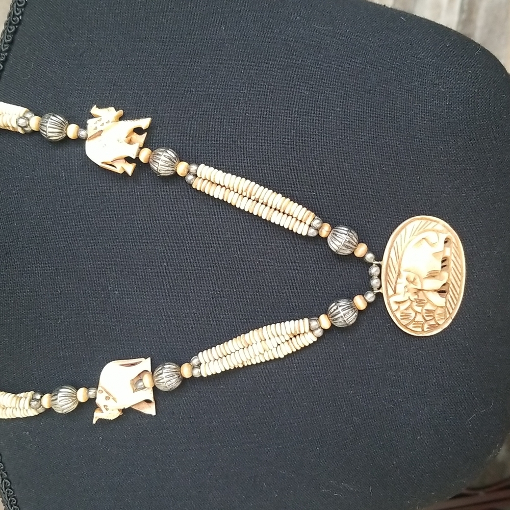 Elephant beaded necklace.